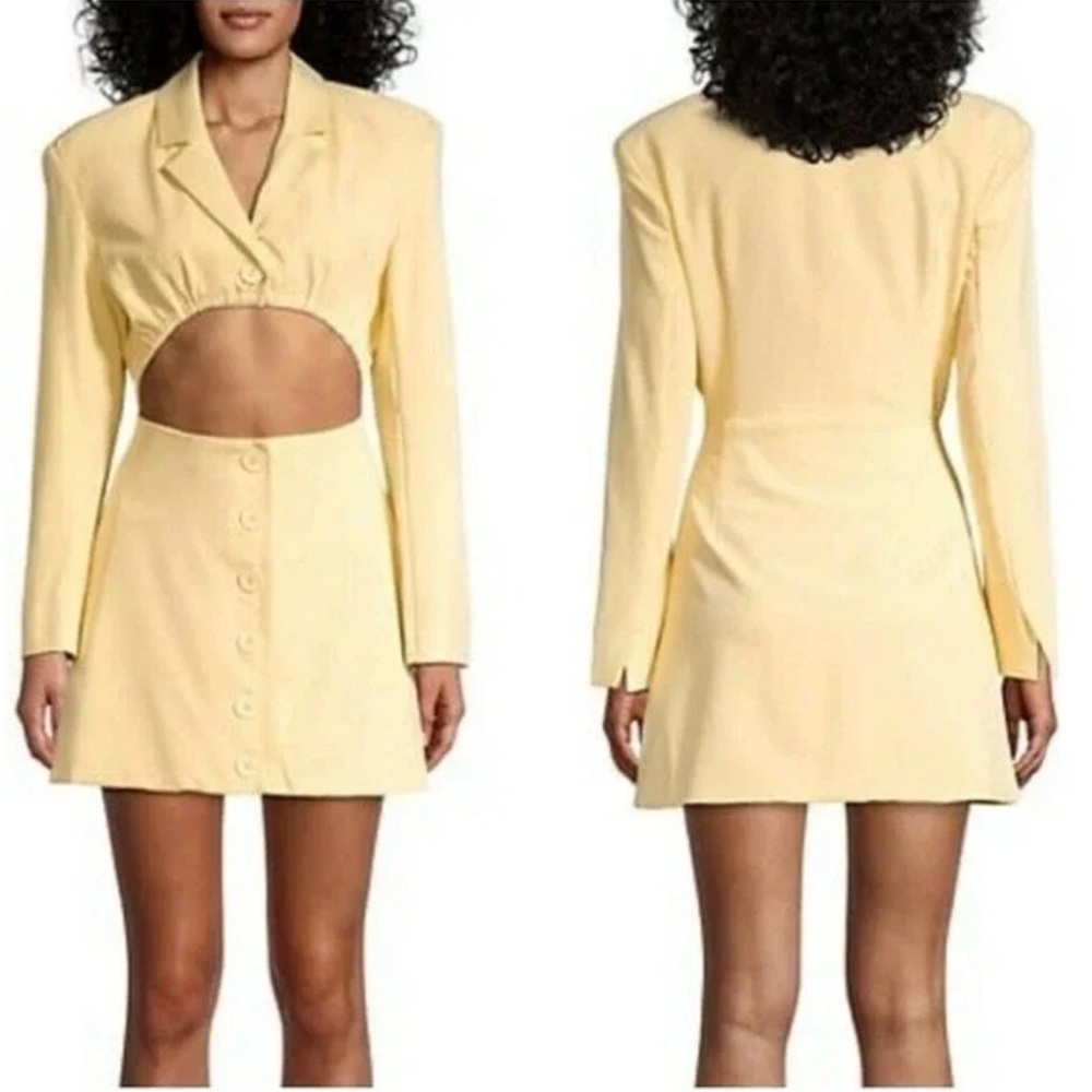 Danielle Bernstein Buttermilk Cut Out Mini Button Down Shirt Blazer Dress S